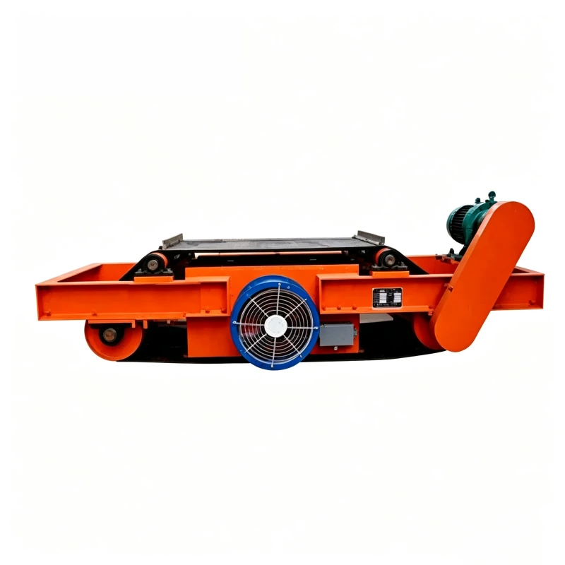 Side view of air-cooled self-unloading suspended electromagnetic separator for installation planning