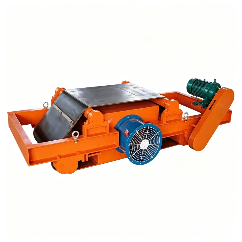 Air-cooled suspended electromagnetic separator with visible side cooling fan