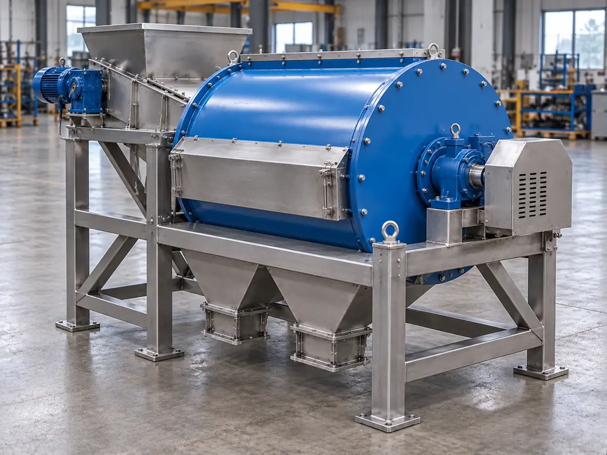 Custom magnetic separation system photographed in an industrial workshop
