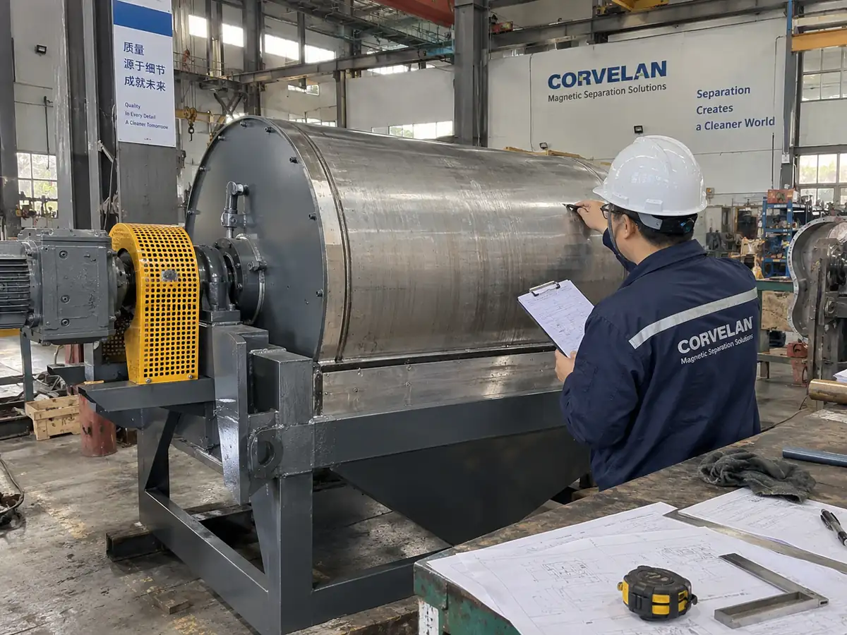 Magnetic separator inspection in an industrial workshop
