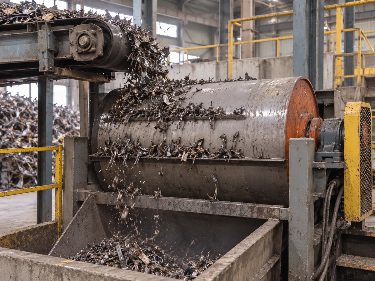 Magnettrommel zur Abscheidung von Eisenschrott in einer Recyclinganlage