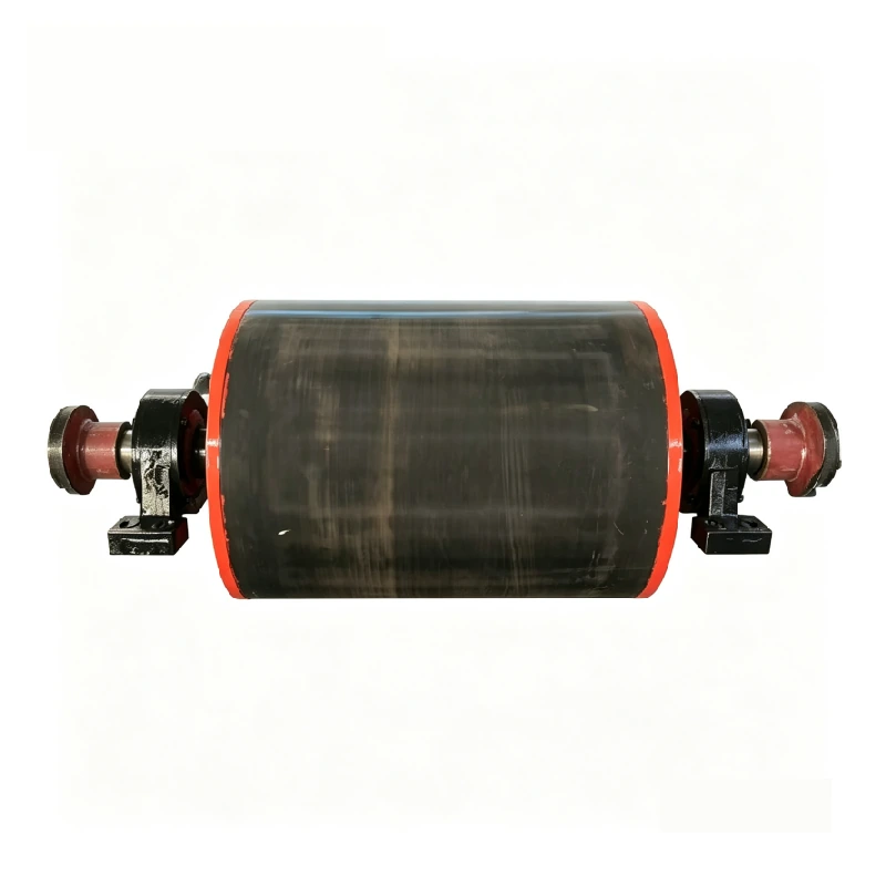 Permanentmagnetische Magnettrommel mit Welle und Lagerstützen, mit Gummibelag
