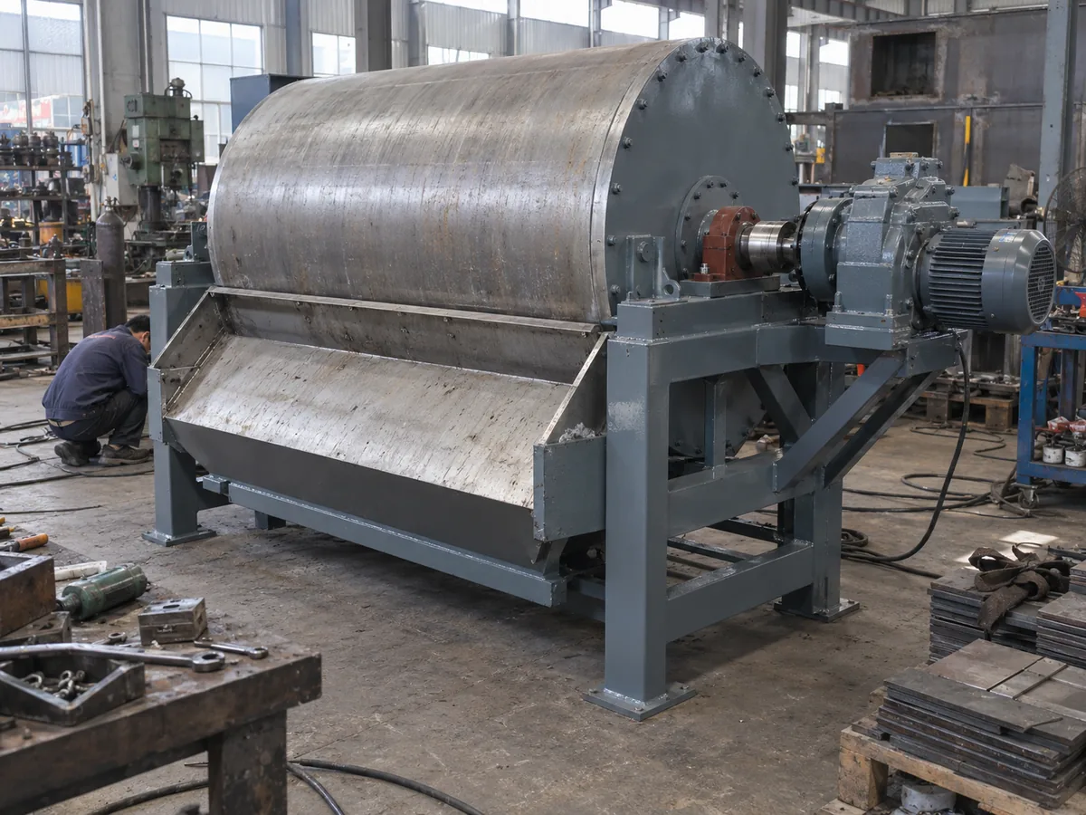 Magnettrommelabscheider während der Montage in einer industriellen Werkstatt
