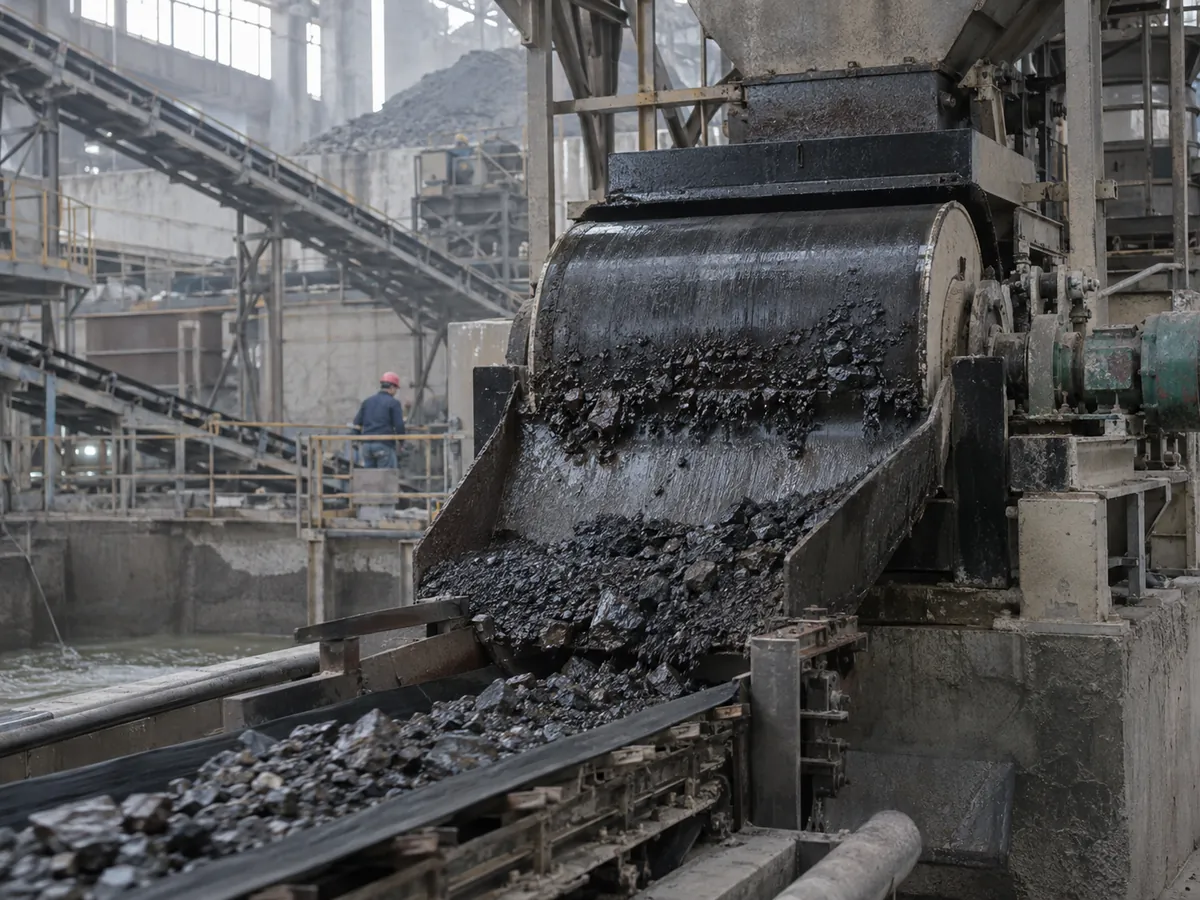 Magnetabscheideanlage im Betrieb in einer Mineralaufbereitungsanlage
