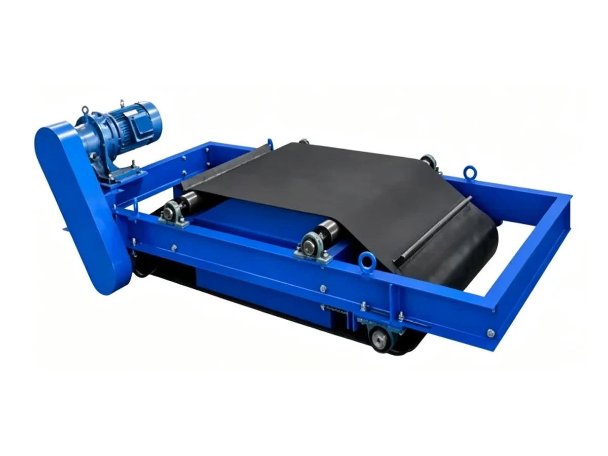 Drive and frame configuration of a self-unloading electromagnetic separator