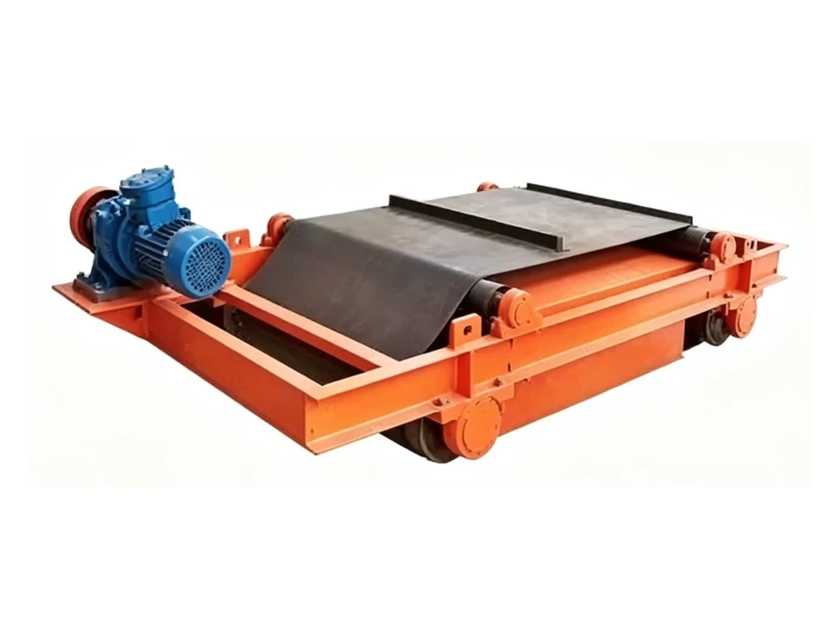 Frame and drive construction of a suspended self-unloading electromagnetic separator